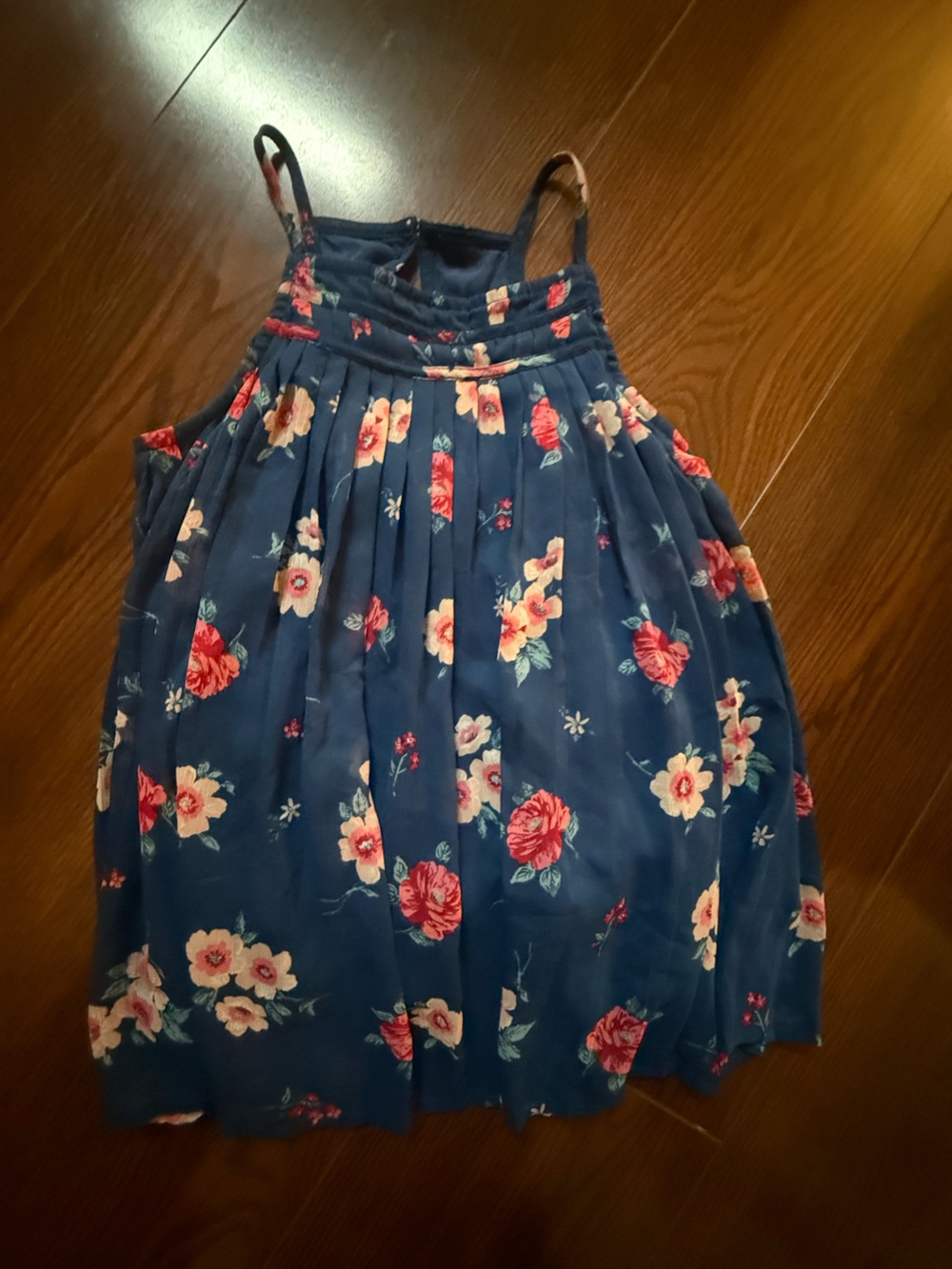 abercrombie kids Navy Floral Pleated top